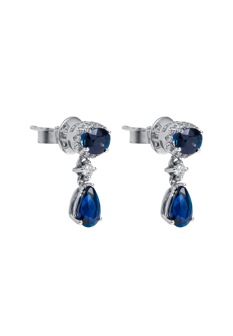 TOMEI Blue Sapphire Earrings, White Gold 750