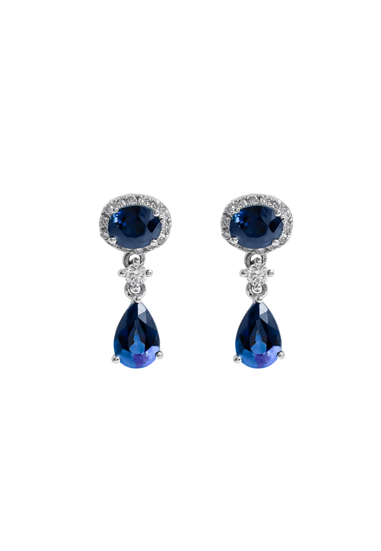 TOMEI Blue Sapphire Earrings, White Gold 750