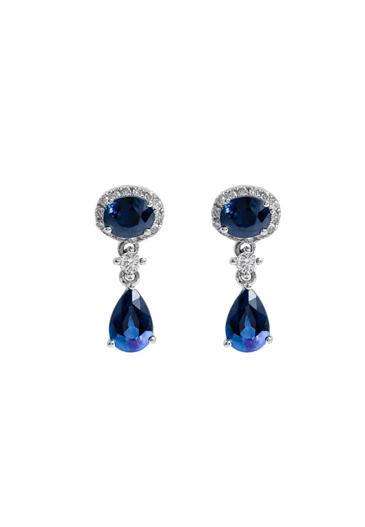 TOMEI Blue Sapphire Earrings, White Gold 750