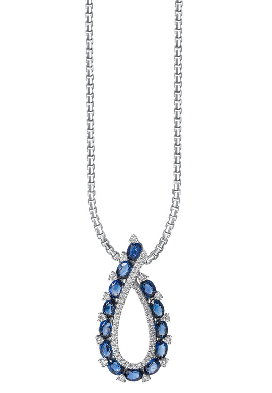 TOMEI Blue Sapphire Pendant, White Gold 750