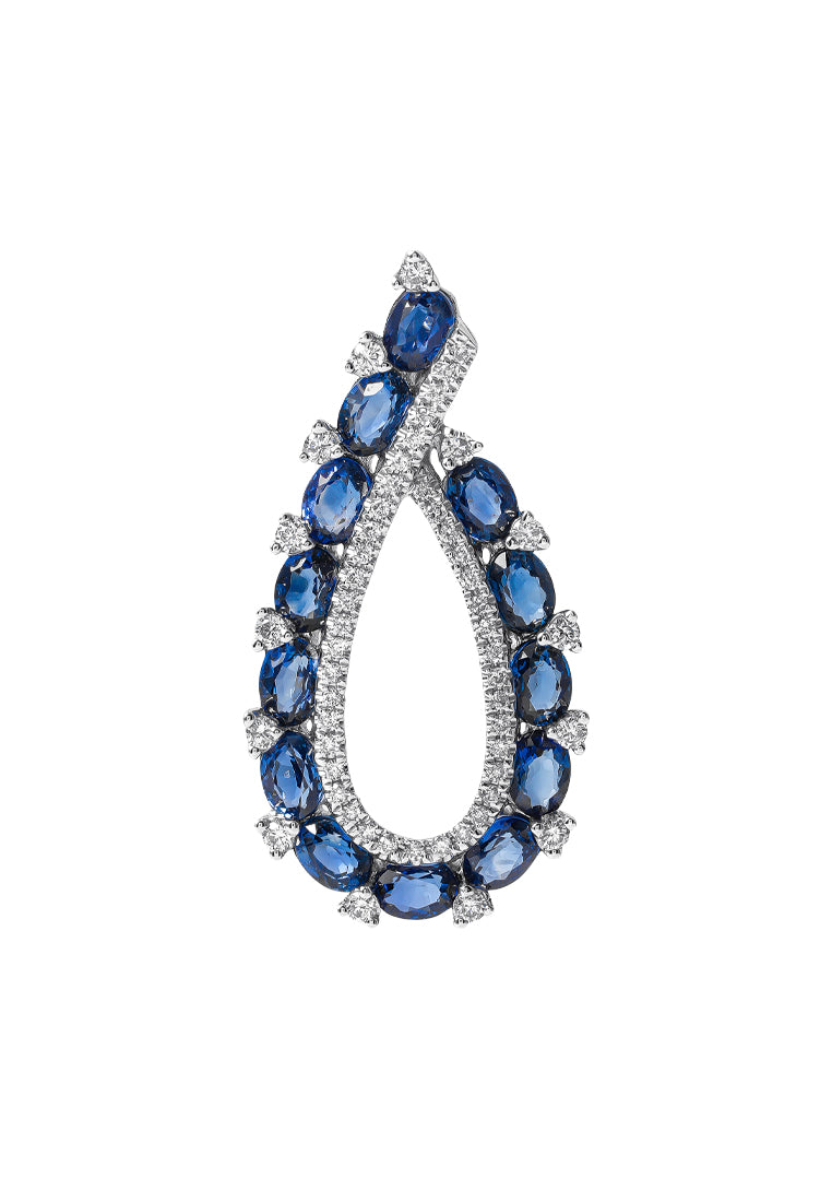 TOMEI Blue Sapphire Pendant, White Gold 750