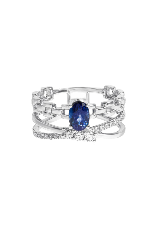 TOMEI Blue Sapphire Ring, White Gold 750