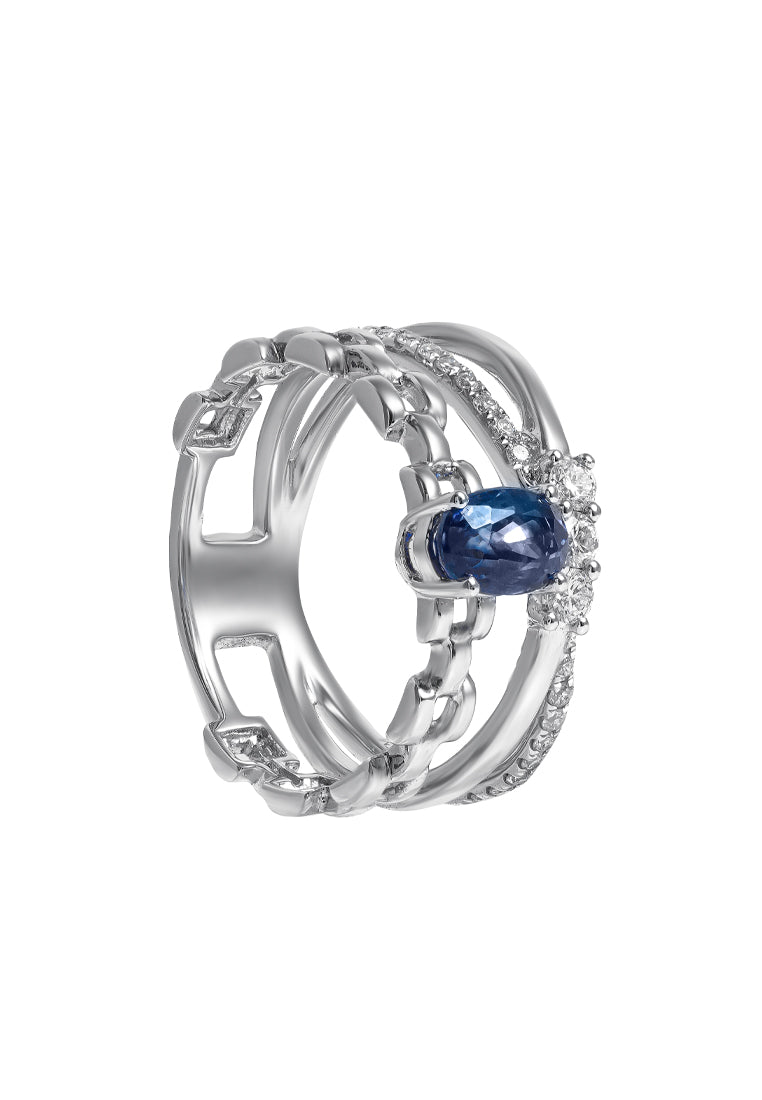 TOMEI Blue Sapphire Ring, White Gold 750