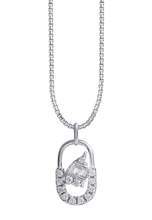 TOMEI Opulent Ovals Collection Diamond Pendant Set, White Gold 585