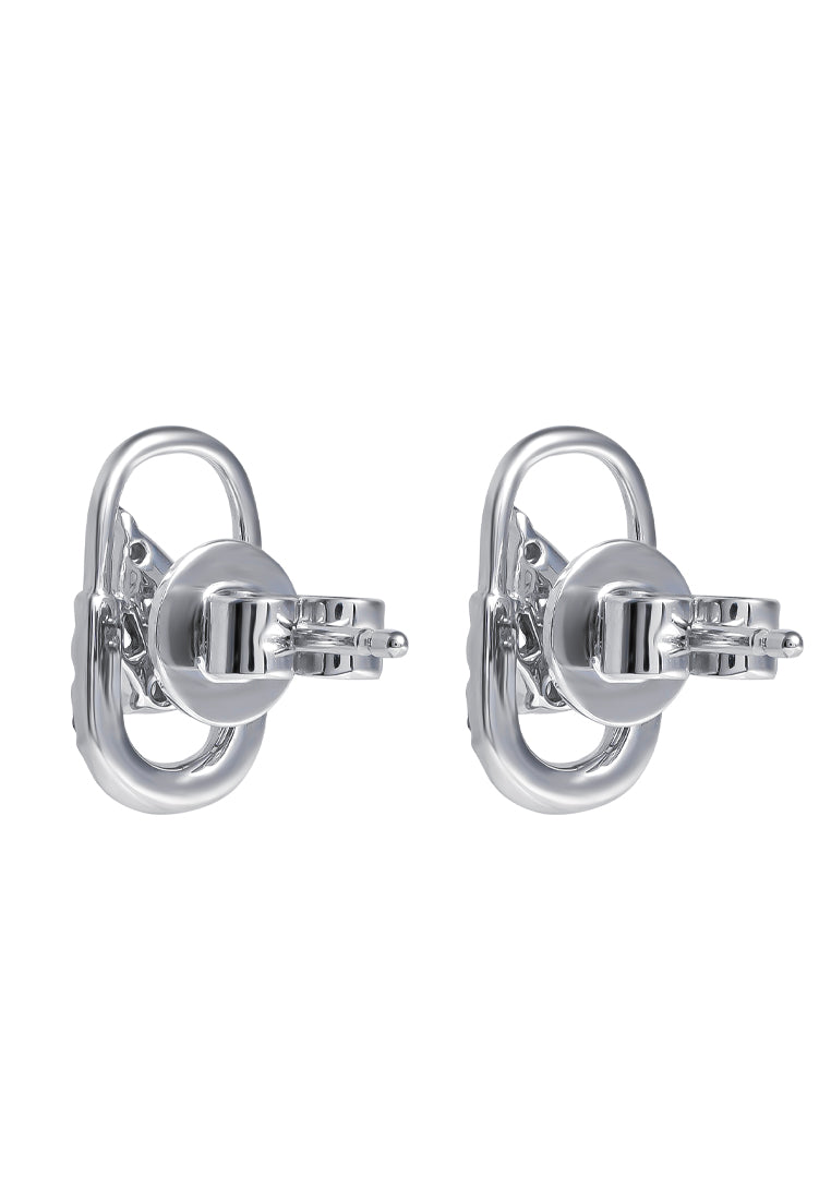 TOMEI Opulent Ovals Collection Diamond Earrings, White Gold 585