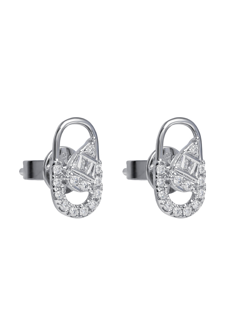 TOMEI Opulent Ovals Collection Diamond Earrings, White Gold 585