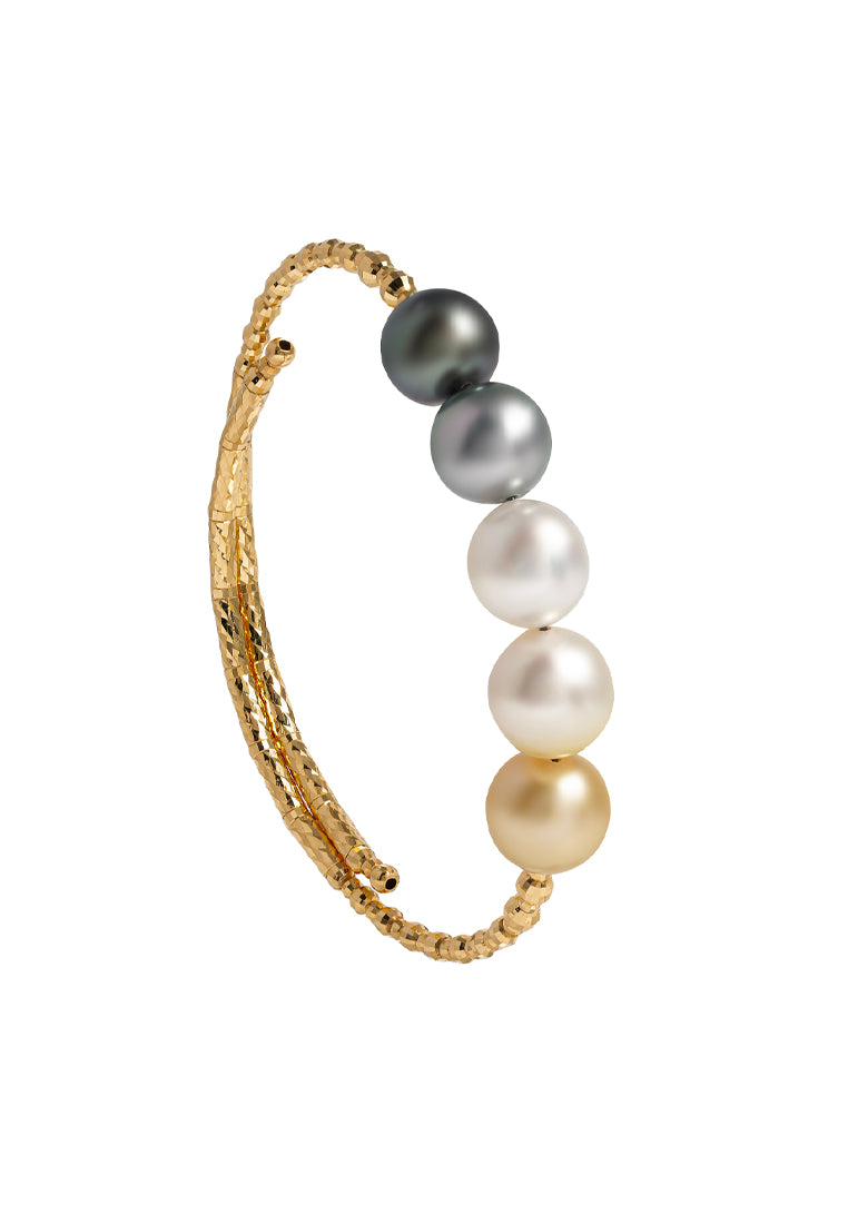 TOMEI Luminous Pearl Bangle, Yellow Gold 750