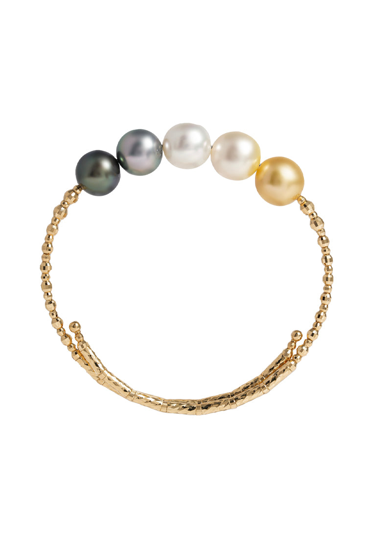 TOMEI Luminous Pearl Bangle, Yellow Gold 750