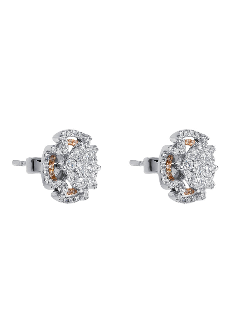 TOMEI Diamond Earrings, White+Rose Gold 750