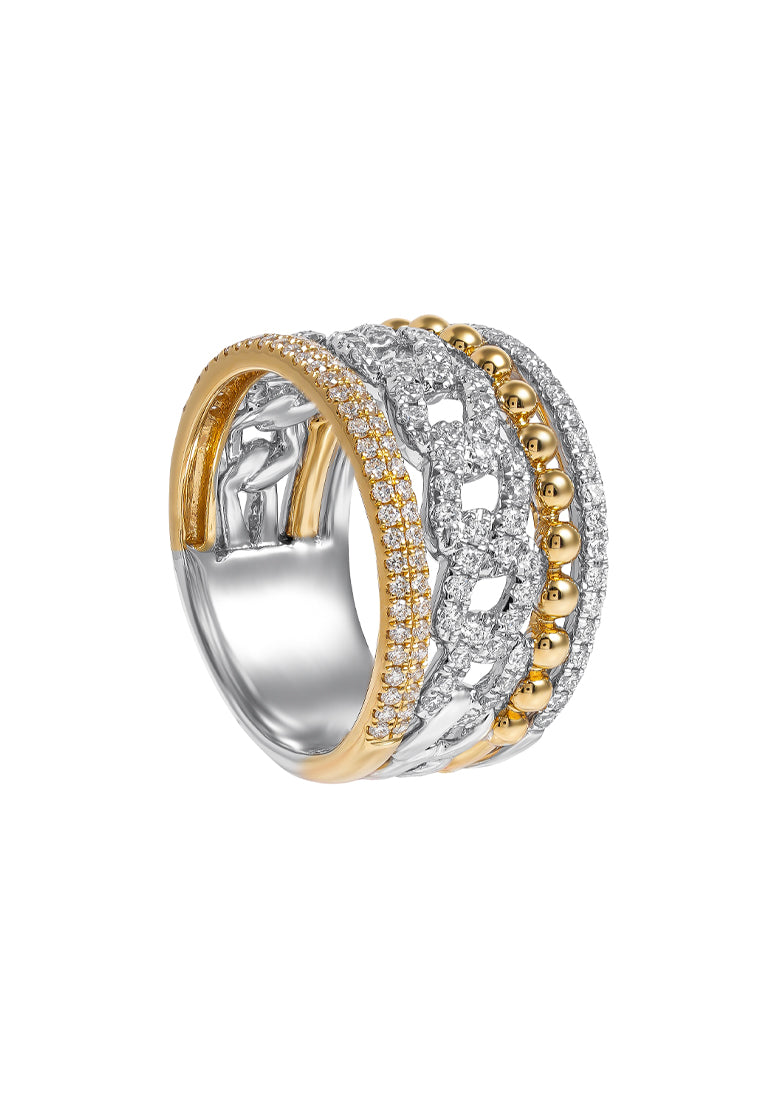 TOMEI Diamond Ring, White+Rose Gold 750