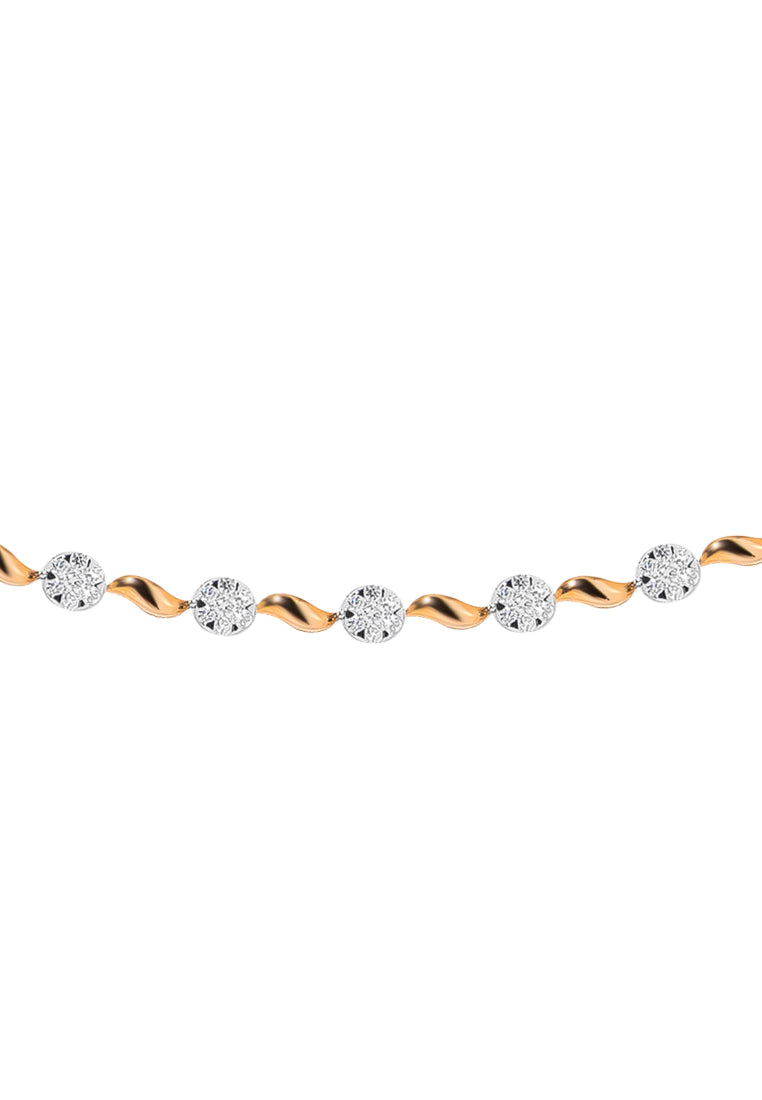 TOMEI Diamond Bracelet, White+Rose Gold 750