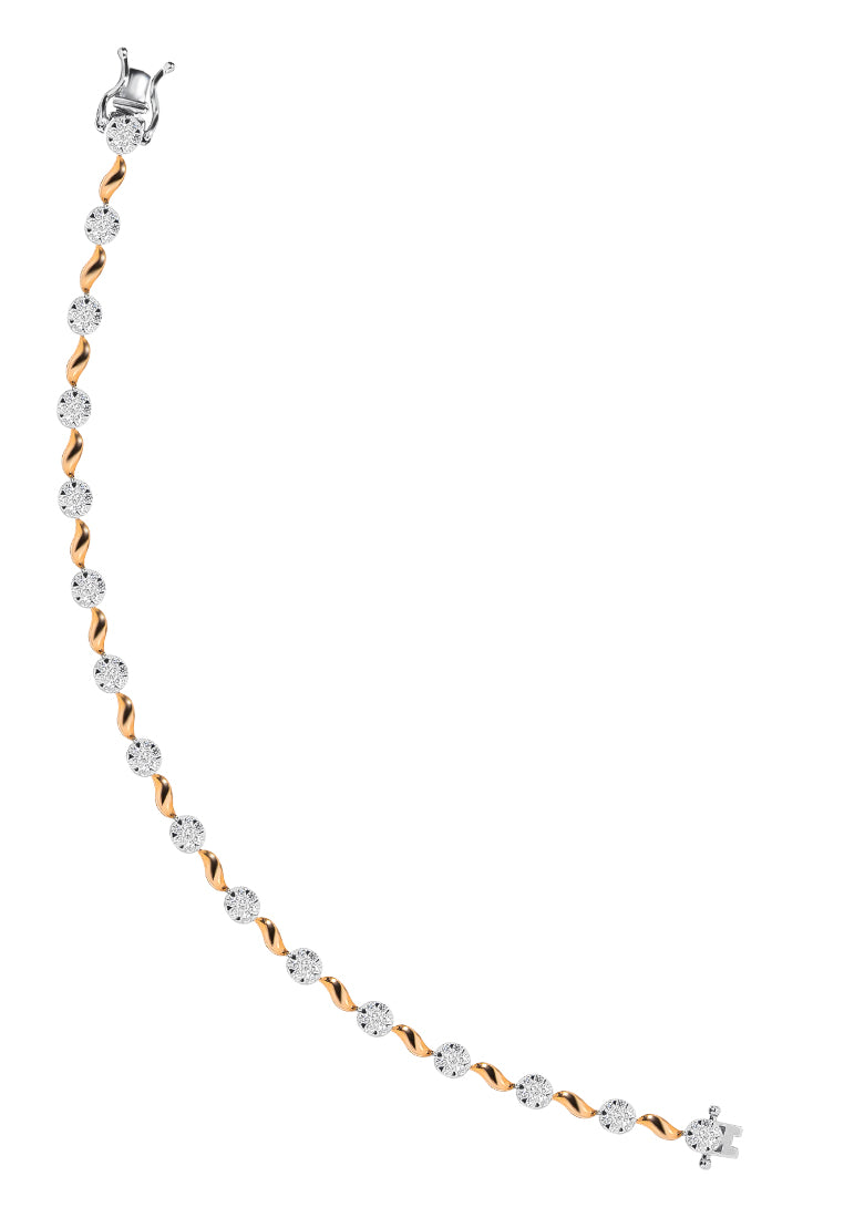 TOMEI Diamond Bracelet, White+Rose Gold 750