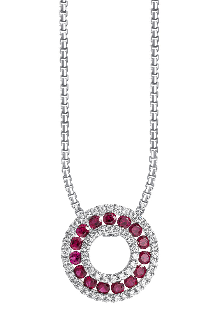 TOMEI Vibrant Ruby Pendant, White Gold 750