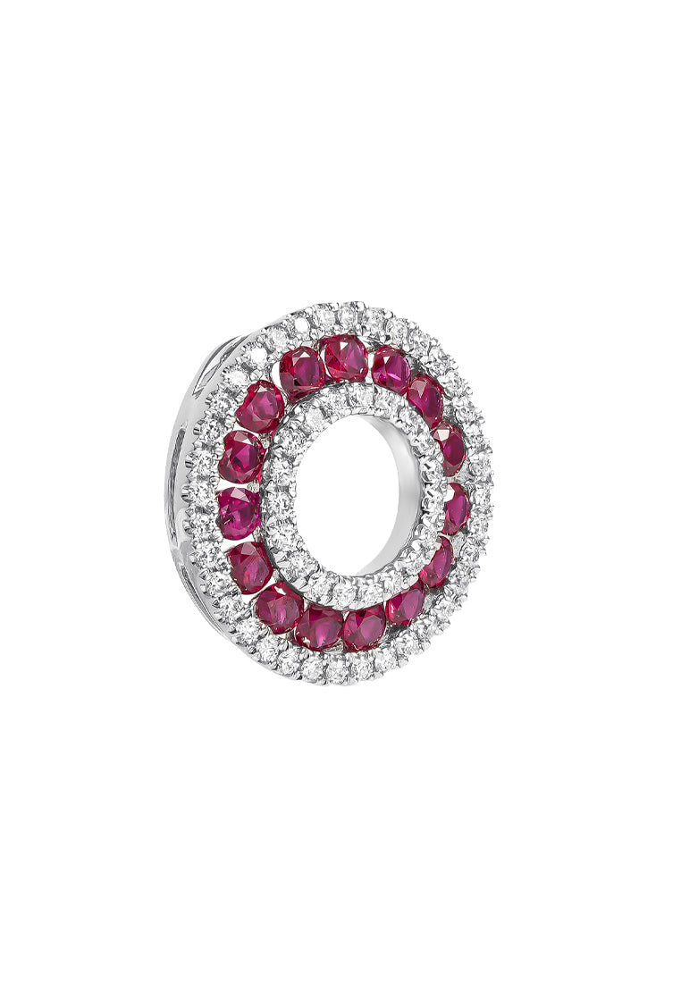 TOMEI Vibrant Ruby Pendant, White Gold 750