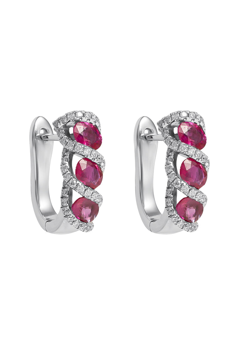 TOMEI Vibrant Ruby Earrings, White Gold 750