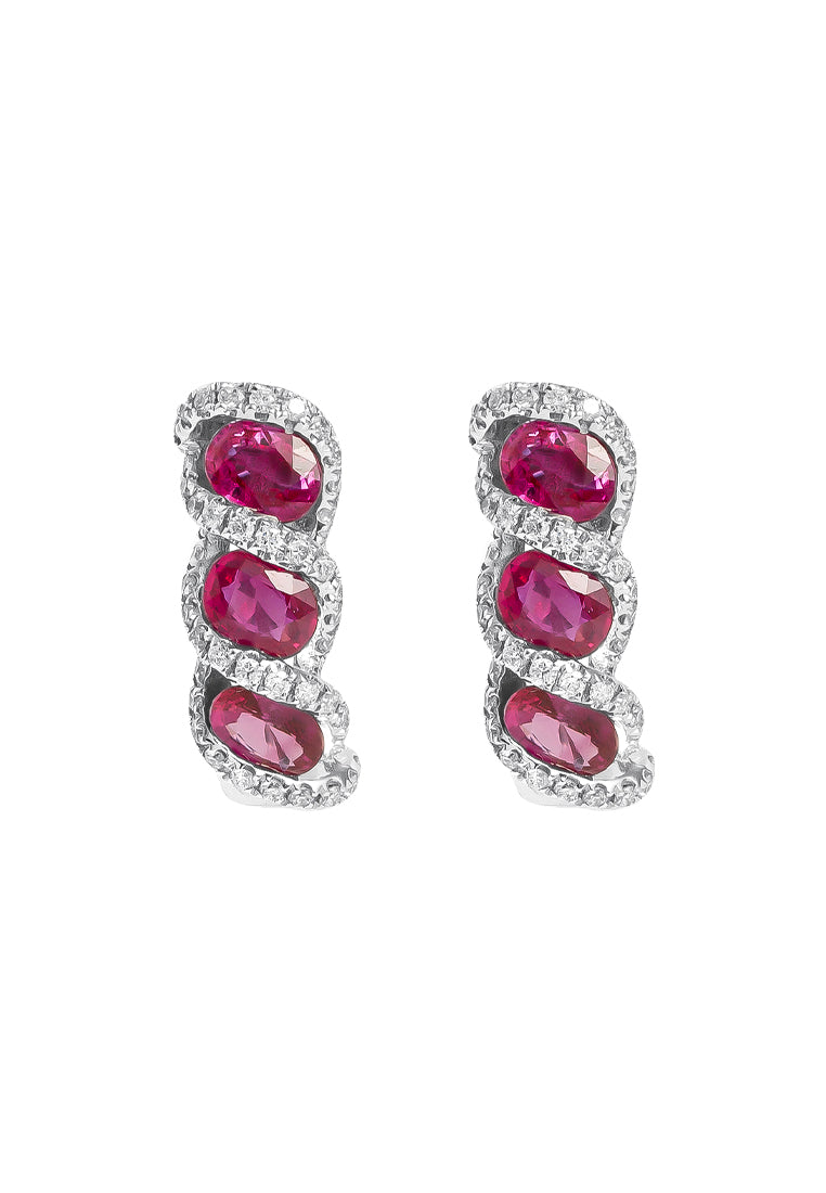 TOMEI Vibrant Ruby Earrings, White Gold 750