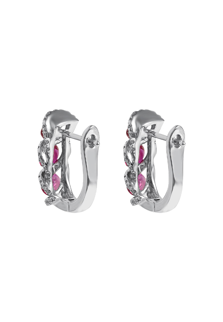 TOMEI Vibrant Ruby Earrings, White Gold 750