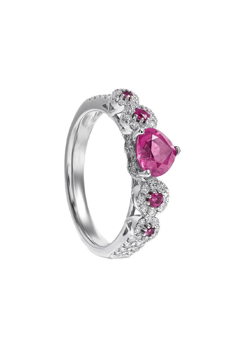 TOMEI Vibrant Ruby Ring, White Gold 750