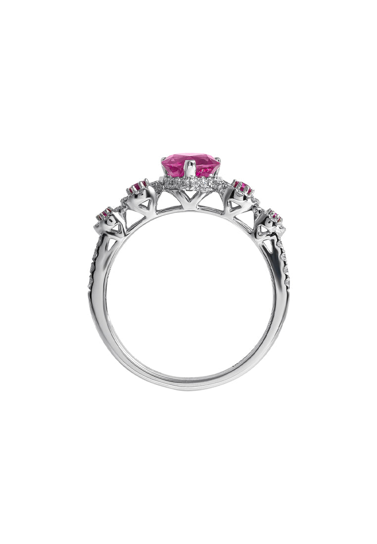 TOMEI Vibrant Ruby Ring, White Gold 750