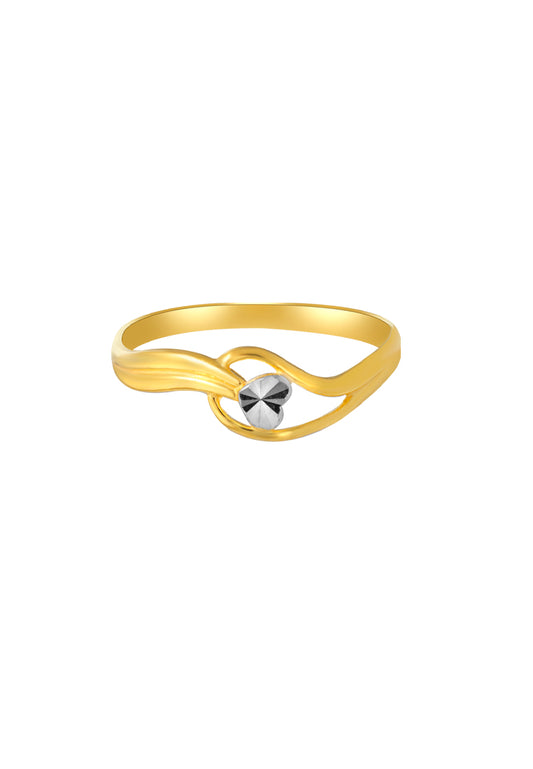 TOMEI Dual-Tone Lasered Heart Ring, Yellow Gold 916