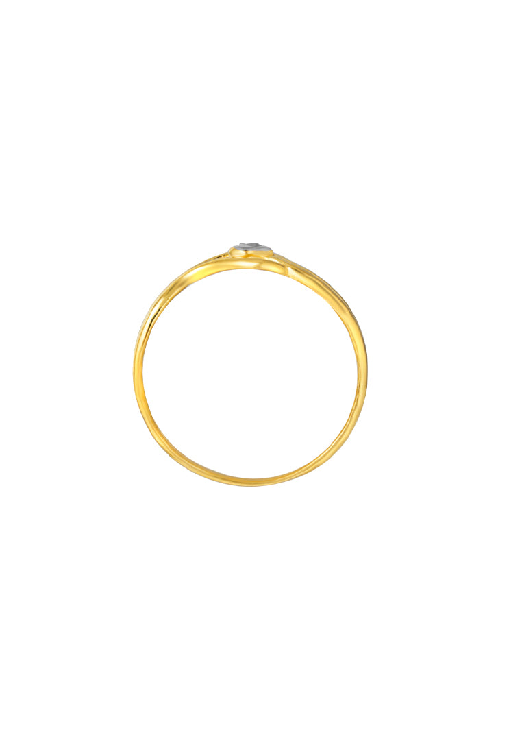 TOMEI Dual-Tone Lasered Heart Ring, Yellow Gold 916