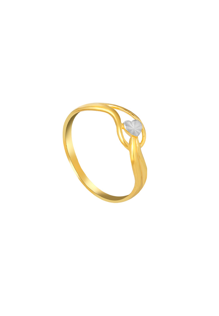 TOMEI Dual-Tone Lasered Heart Ring, Yellow Gold 916