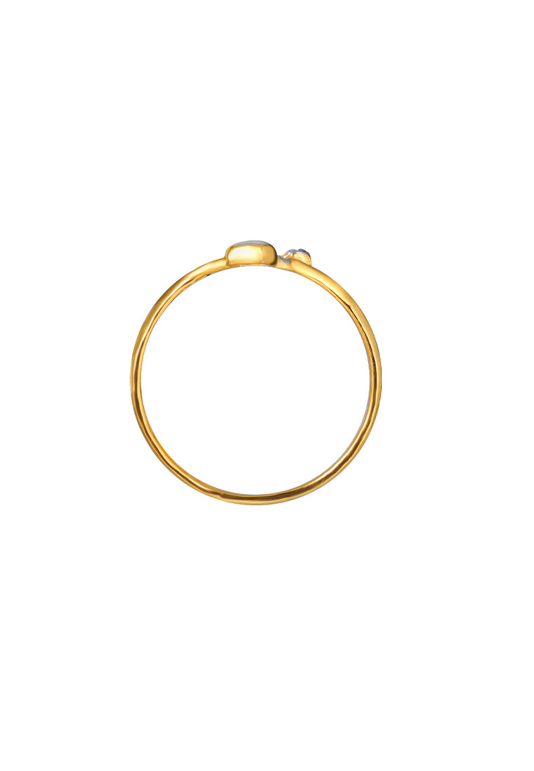 TOMEI Dual-Tone Heart Connected Ring, Yellow Gold 916