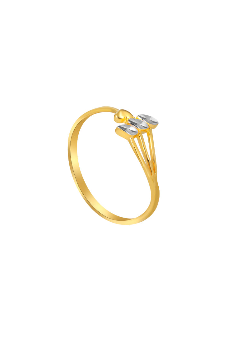 TOMEI Dual-Tone Heart Connected Ring, Yellow Gold 916