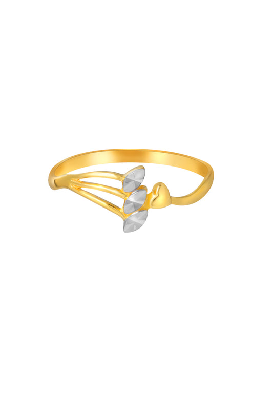 TOMEI Dual-Tone Heart Connected Ring, Yellow Gold 916