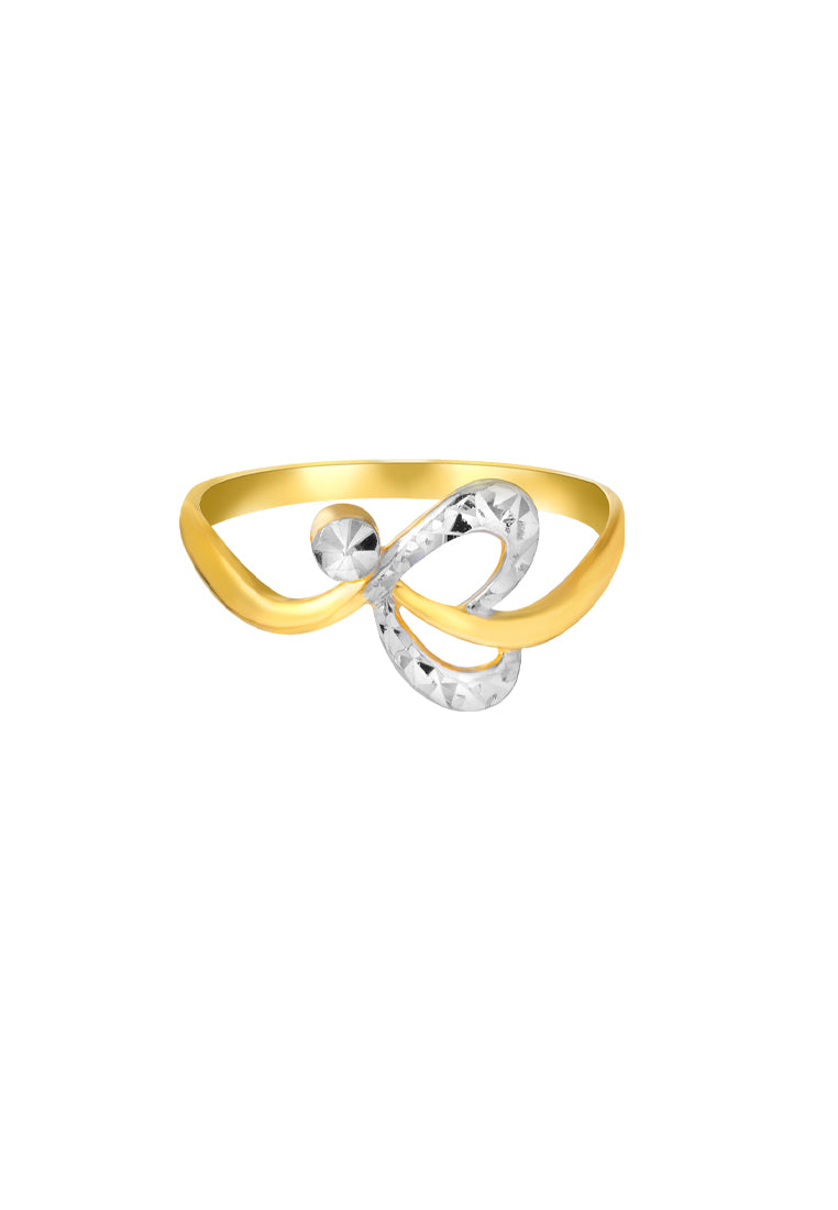 TOMEI Dual-Tone Twisted Heart Ring, Yellow Gold 916