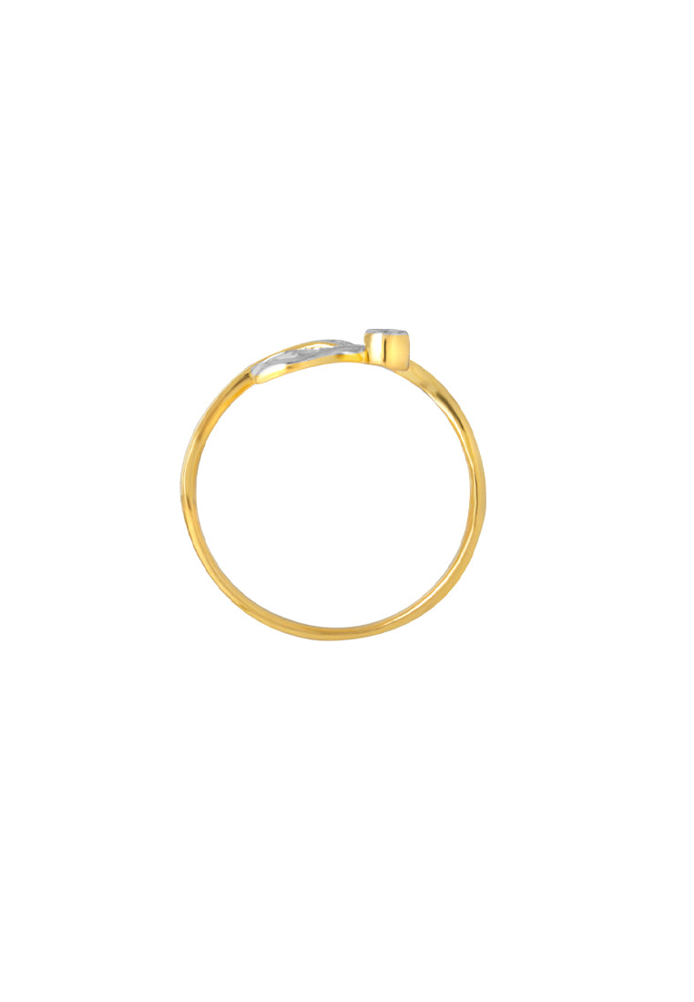 TOMEI Dual-Tone Twisted Heart Ring, Yellow Gold 916