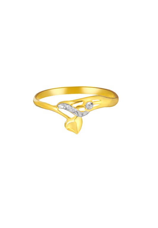 TOMEI Dual-Tone Mini Heart Ring, Yellow Gold 916