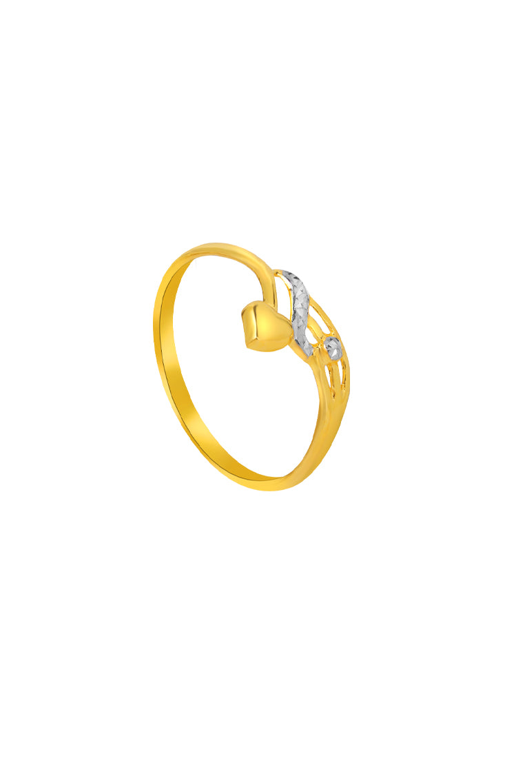 TOMEI Dual-Tone Mini Heart Ring, Yellow Gold 916