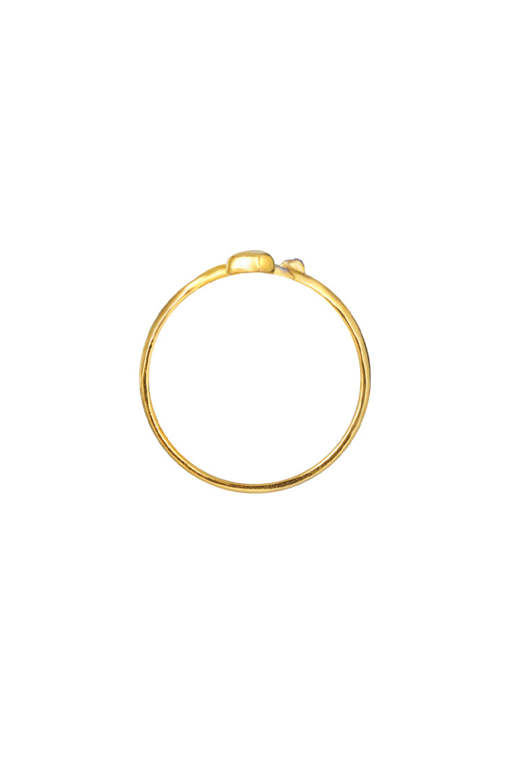 TOMEI Dual-Tone Mini Heart Ring, Yellow Gold 916