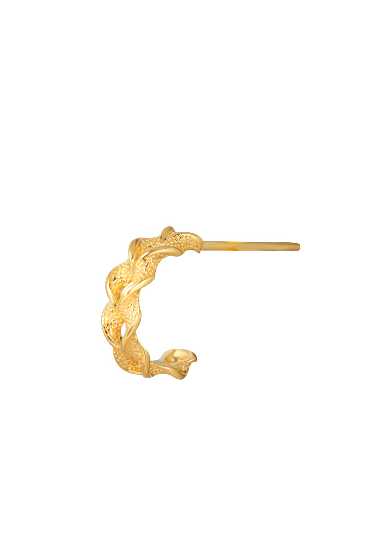 TOMEI Leaves Twirling Earrings, Yellow Gold 916