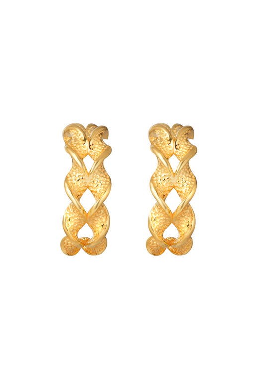 TOMEI Leaves Twirling Earrings, Yellow Gold 916