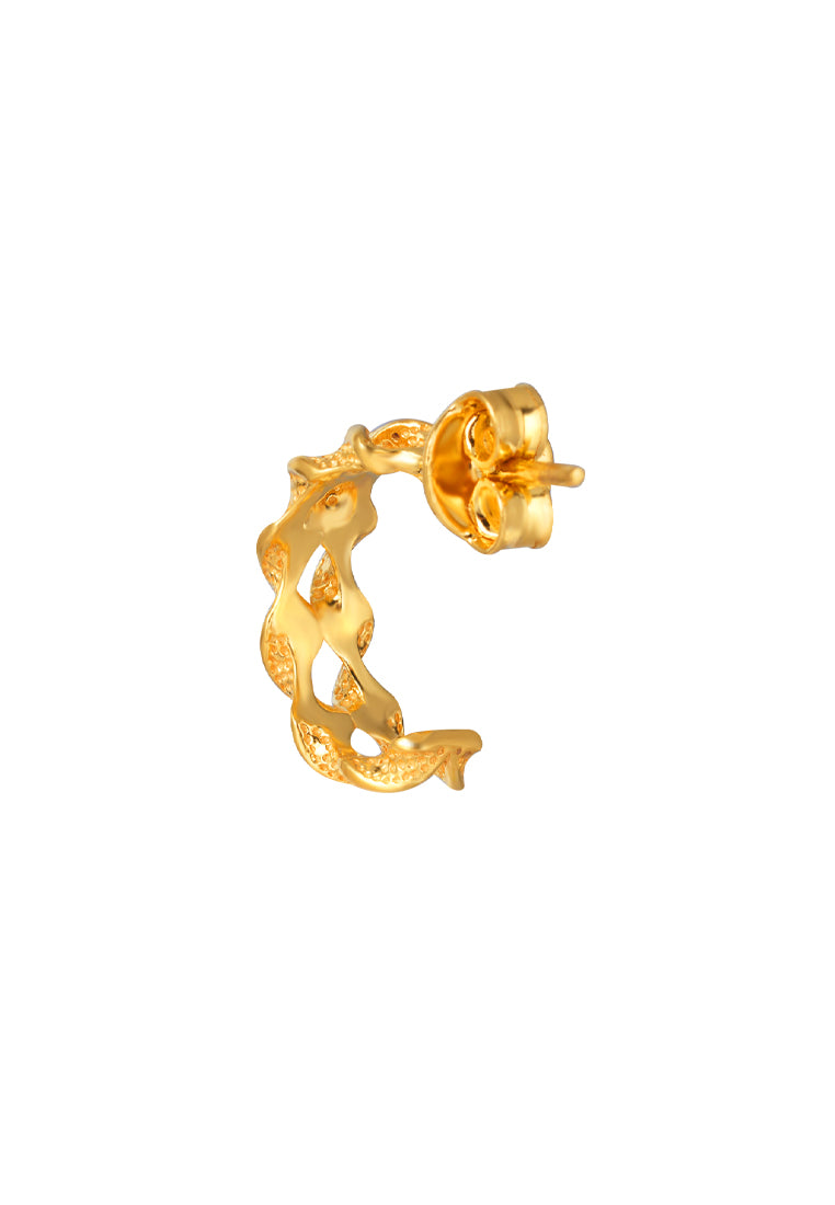 TOMEI Leaves Twirling Earrings, Yellow Gold 916