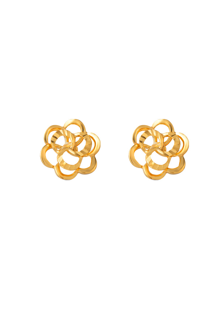 TOMEI Curling Petals Earrings, Yellow Gold 916