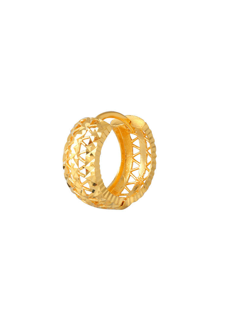 TOMEI Hollow Carving Hoop Earrings, Yellow Gold 916