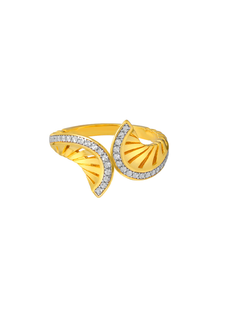 TOMEI Diamond Cut Collection Hollow Art Ring, Yellow Gold 916