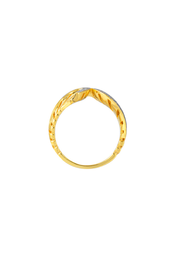 TOMEI Diamond Cut Collection Hollow Art Ring, Yellow Gold 916