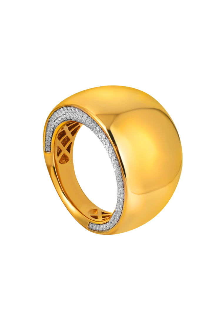 TOMEI Diamond Cut Collection Chunky Ring, Yellow Gold 916