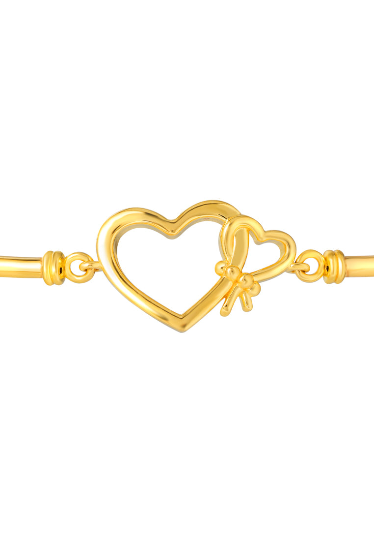 TOMEI Duo Heart Bangle, Yellow Gold 916