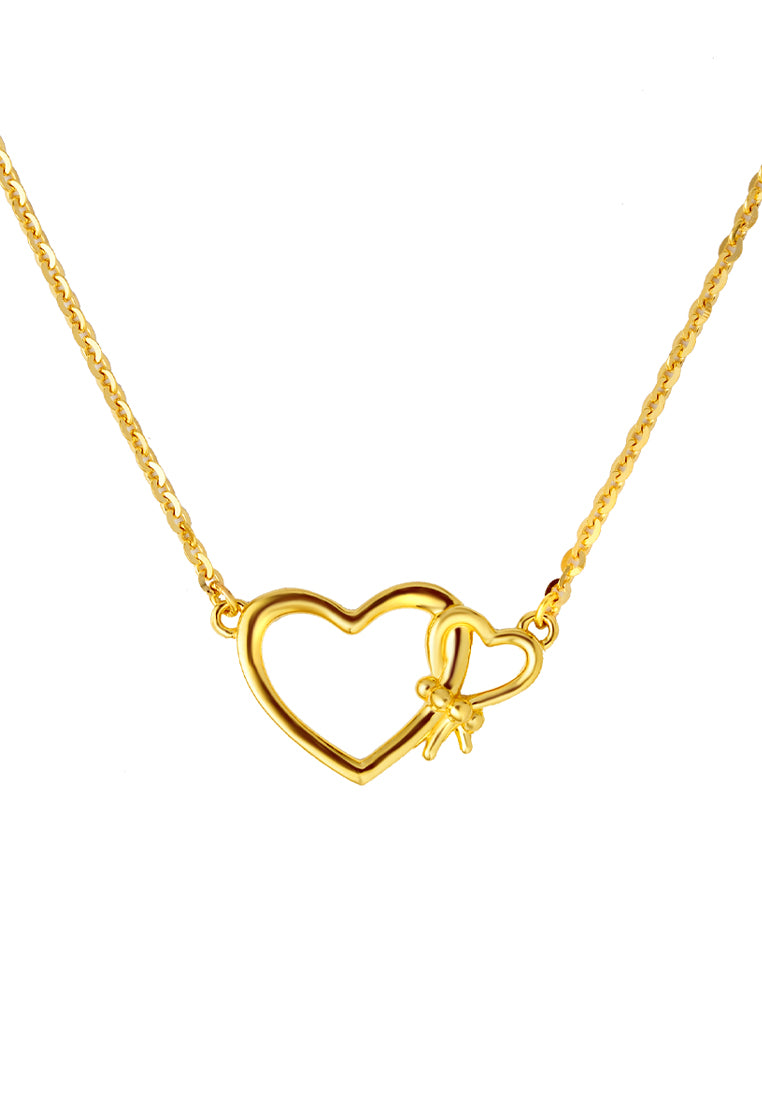 TOMEI Duo Heart Necklace, Yellow Gold 916