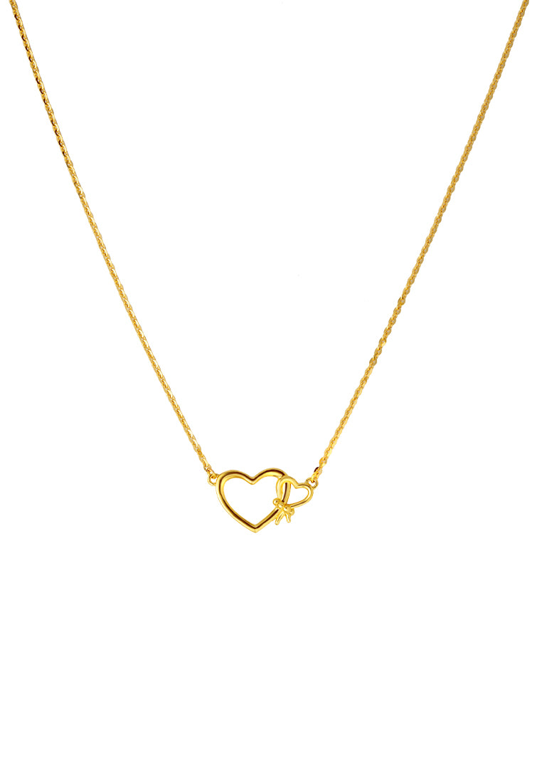 TOMEI Duo Heart Necklace, Yellow Gold 916