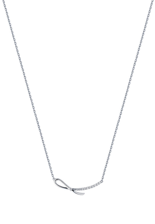 TOMEI Lovely Ribband Necklace, White Gold 750