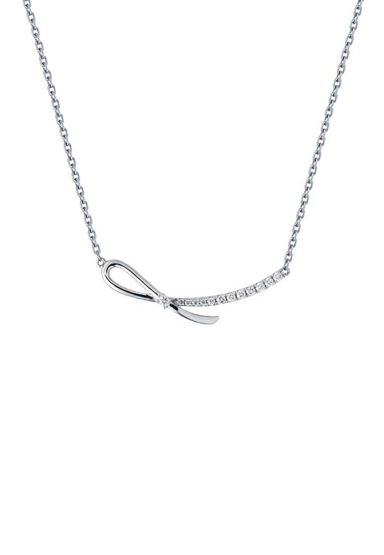 TOMEI Lovely Ribband Necklace, White Gold 750