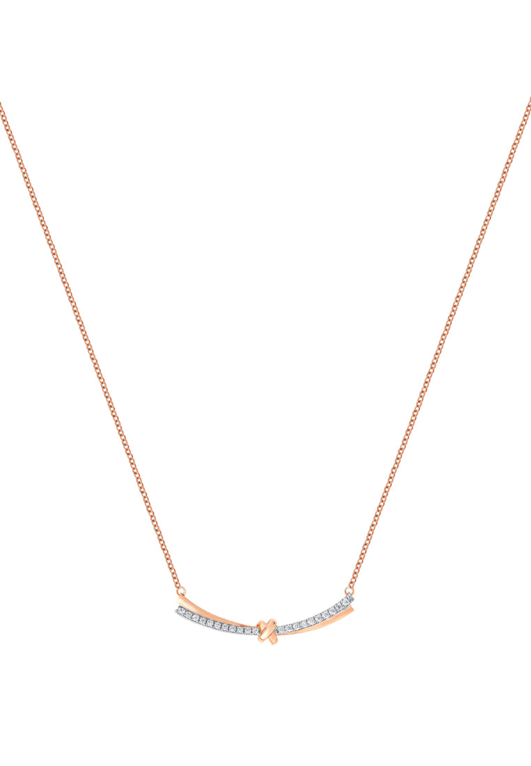 TOMEI Lovely Knot Necklace, Rose Gold 750