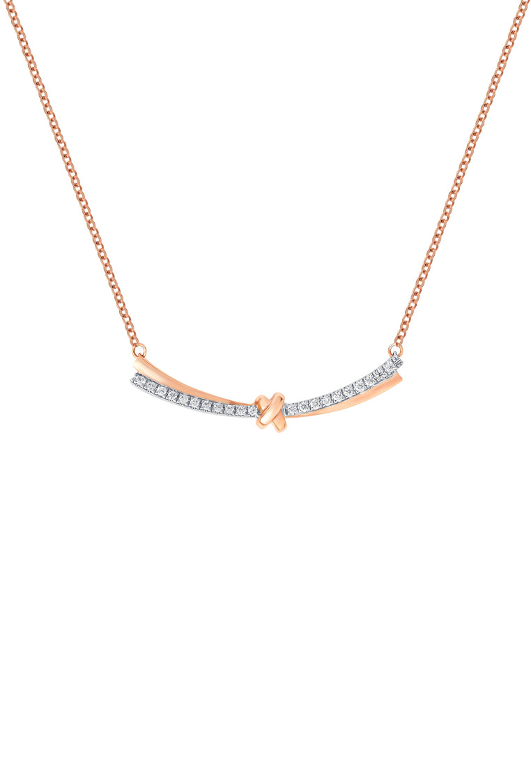 TOMEI Lovely Knot Necklace, Rose Gold 750