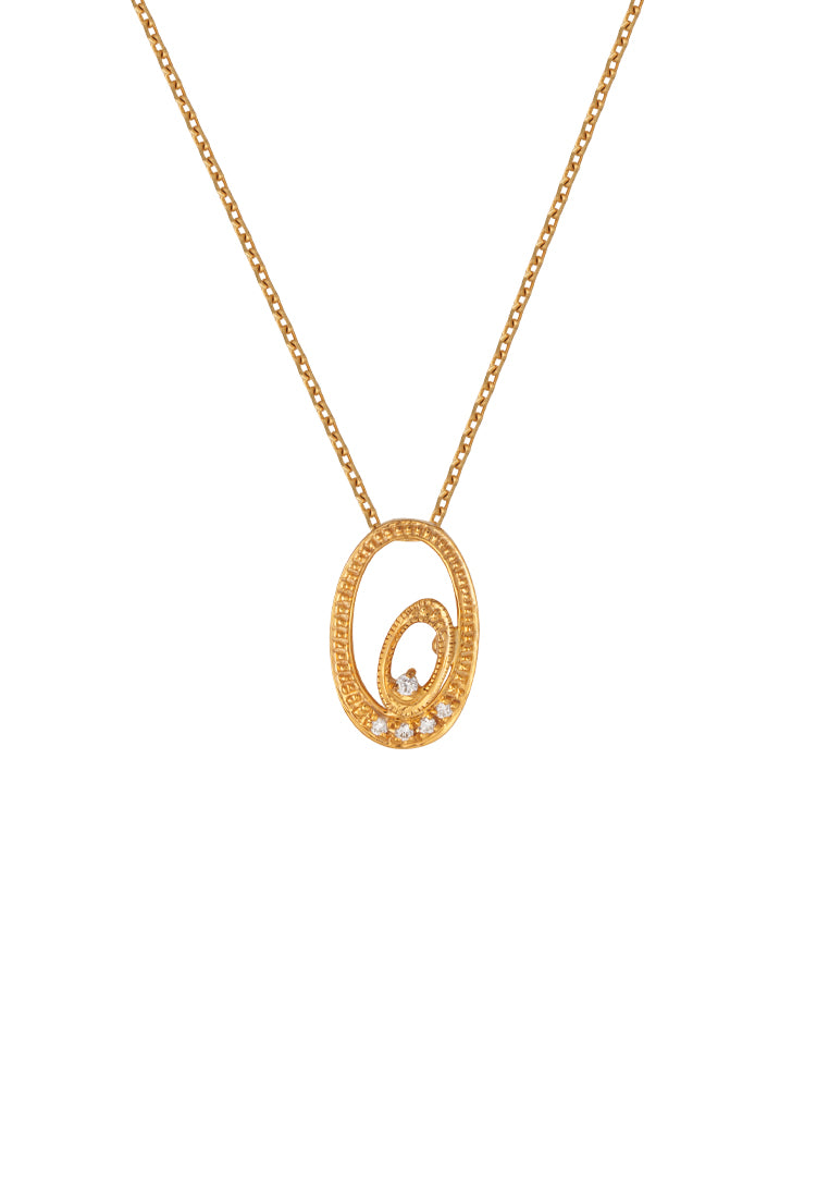 TOMEI Diamond Pendant Set, Yellow Gold 375